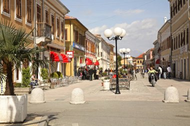 Shkoder 'de Kole Idromeno Caddesi. Arnavutluk