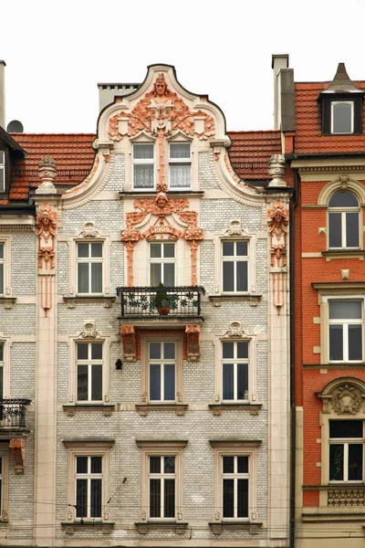 Fragmento Del Viejo Edificio Katowice Polonia — Foto de Stock