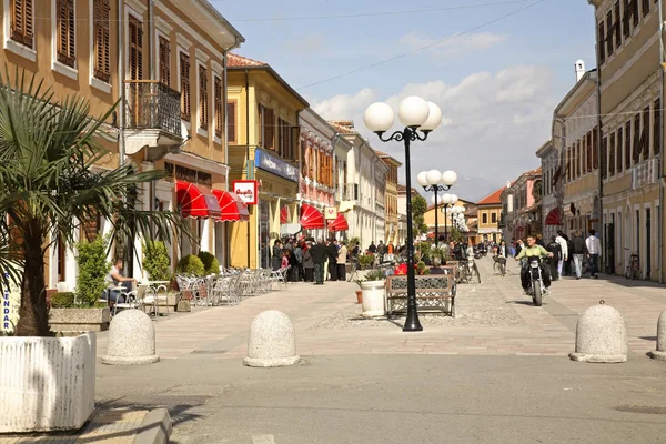 Rua Kole Idromeno Shkoder Albânia — Fotografia de Stock