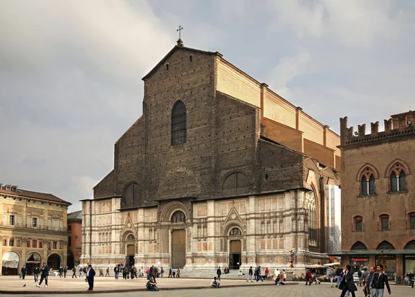 Basilica San Petronio Piazza Maggiore Bologna Italia — Foto Stock