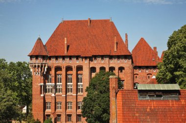 Malbork 'taki Tötonik Düzen Kalesi. Pomeranya Voyvodalığı. Polonya