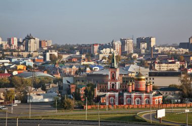 Barnaul 'daki Meryem Ana Simgesi Kilisesi (Znamenskaya Kilisesi). Altai Krai. Batı Sibirya. Rusya