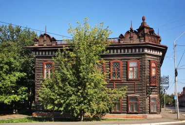 Biysk 'teki tüccar Osipov' un evi. Altai Krai. Batı Sibirya. Rusya