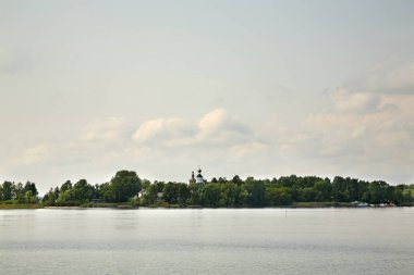 Ostashkov 'un panoramik görüntüsü. Rusya