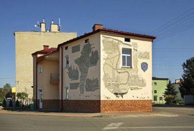 Zagorz 'un duvarındaki harita. Polonya