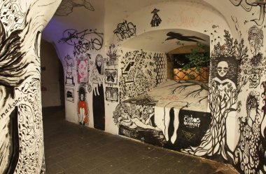 Olomouc 'ta duvar boyama. Moravia 'da. Çek Cumhuriyeti