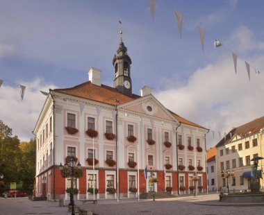 Tartu 'daki belediye binası meydanında. Estonya