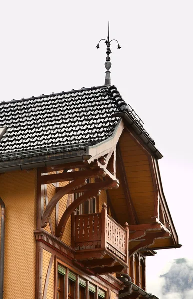Fragment Dřevěného Domu Engelbergu Švýcarsko — Stock fotografie