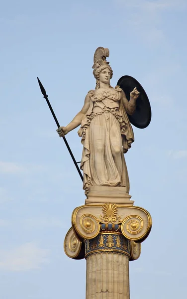 Denkmal Für Athena Der Nähe Des Hauptgebäudes Der Akademie Athens — Stockfoto