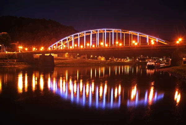 Pont Tyrsuv Dessus Rivière Labe Decin République Tchèque — Photo