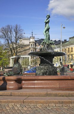 Havis Amanda çeşmesi Helsinki 'de. Finlandiya