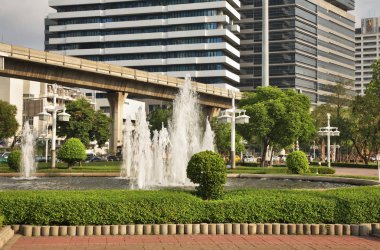 Bangkok Toplu Taşımacılık Sistemi - BTS (Skytrain) Bangkok 'ta. Tayland Krallığı