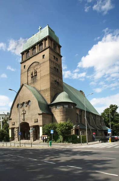 Kościół Najświętszego Serca Jezusa Herz Jesu Kirche Szczecinie Polska — Zdjęcie stockowe