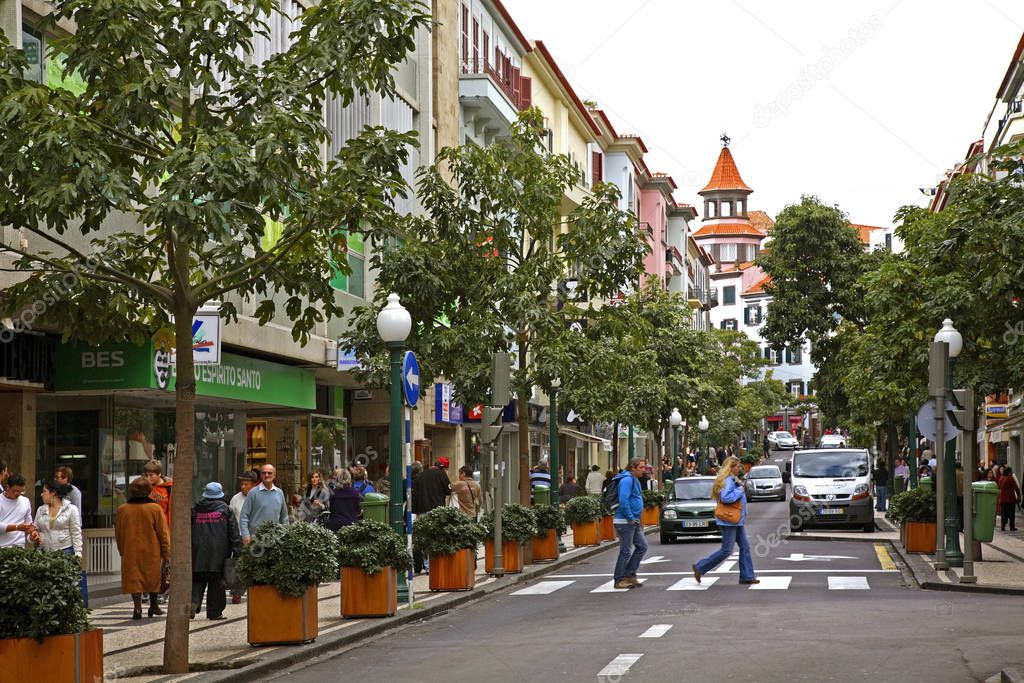 Street in Funchal. Madeira island. Portugal