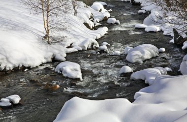 La Cortinada 'daki Valira d Orient Nehri. Andorra.