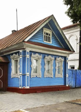 Gorodets 'te tarihi bir ev. Nizhny Novgorod Oblastı. Rusya