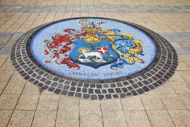 Debrecen 'deki Kossuth Meydanı' nda Blazon. Macaristan