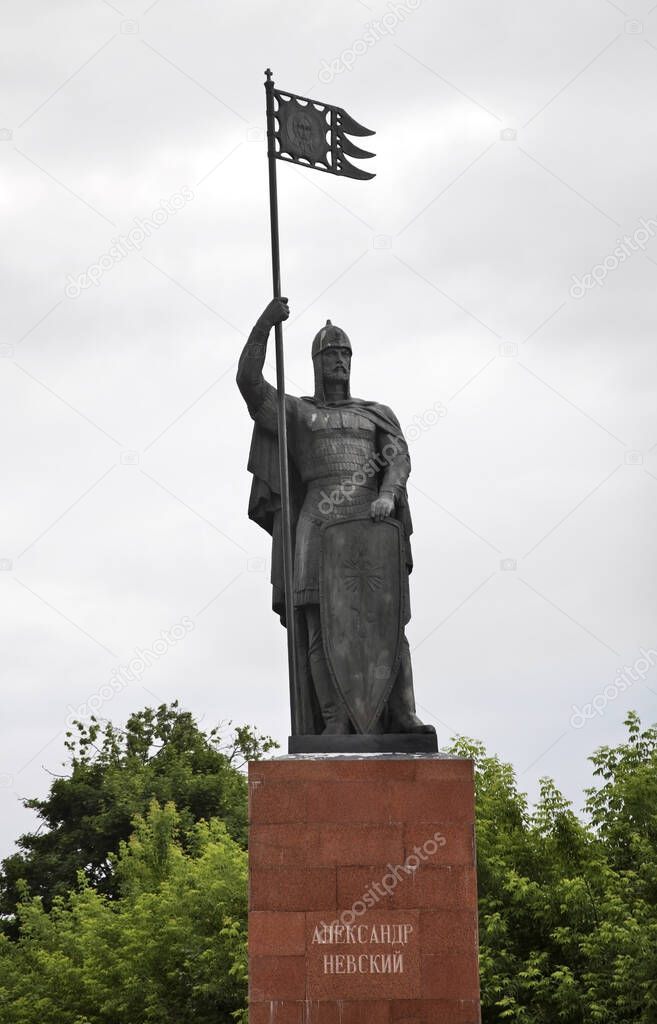 Monument to Alexander Nevsky in Gorodets. Nizhny Novgorod Oblast. Russia