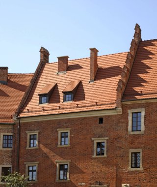 Wawel kalesinin manzarası. Krakow. Polonya