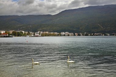 Ohri Gölü manzarası. Makedonya