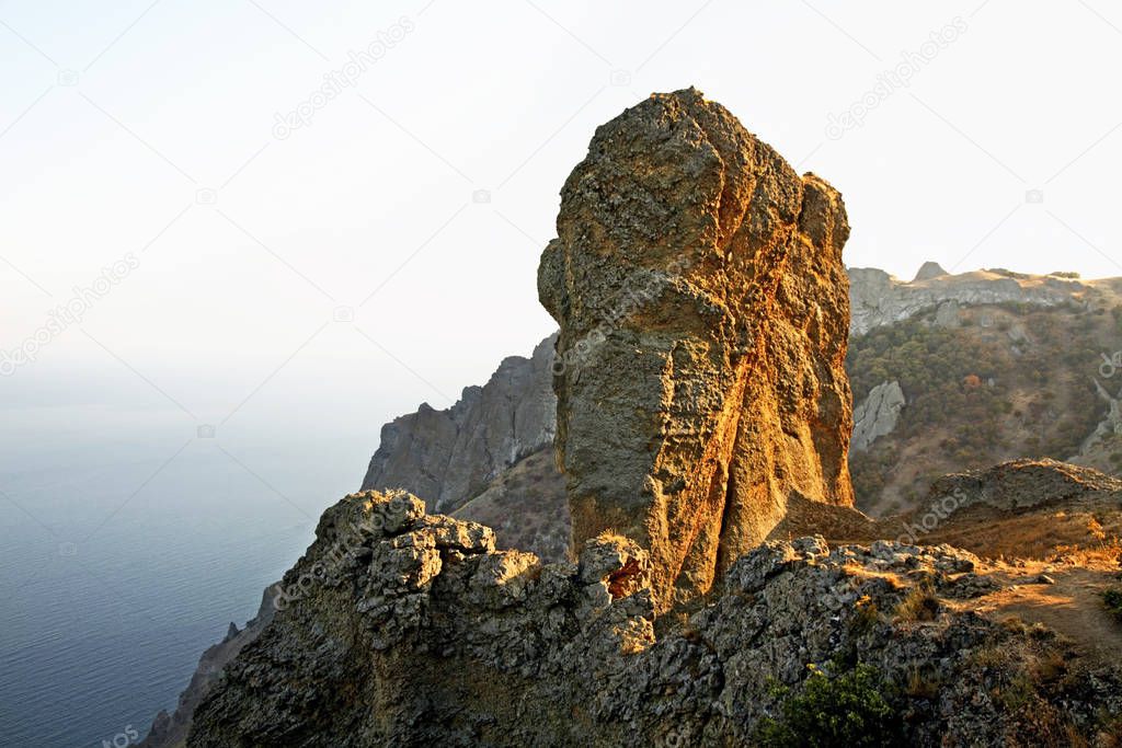 Thunderbolt - Devil finger rock. Kara Dag Mountain - Black Mount near Koktebel. Ukraine