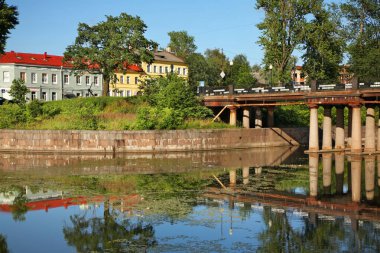 Shlisselburg 'daki eski Ladoga kanalı. Leningrad Oblastı. Rusya
