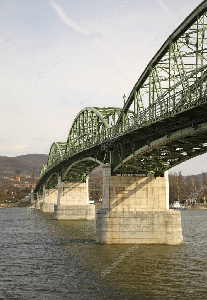 Maria Valeria Bridge over Danube river in Sturovo. Slovakia