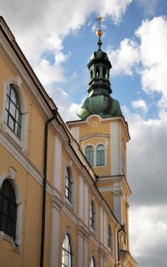 Hradec Kralove 'deki Büyük Meydan' da (Velke namesti) Bakire Meryem Varsayımı Kilisesi. Çek Cumhuriyeti