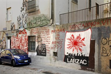 Orgosolo 'da duvar resmi. Sardunya 'da. İtalya