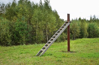 Nikola-Lenivets köyünde bir sanat objesi. Kaluga Oblastı. Rusya