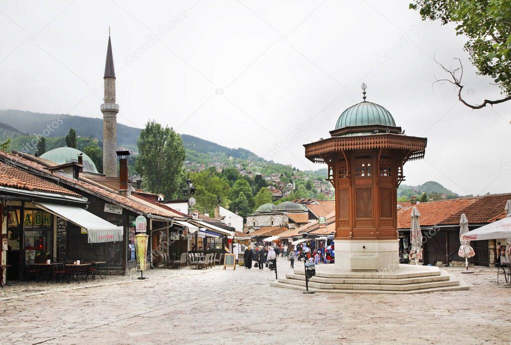 Sebilj fountain on Bascarsija square in Sarajevo. Bosnia and Herzegovina