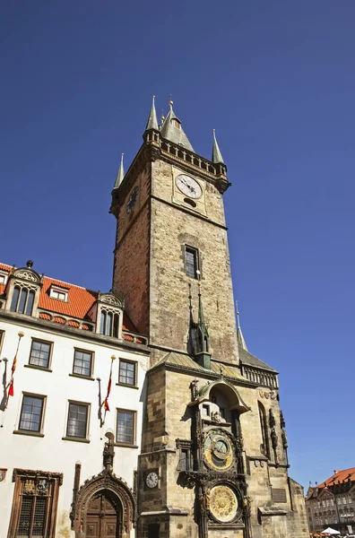 Torre Relógio Câmara Municipal Velha Praga República Checa — Fotografia de Stock