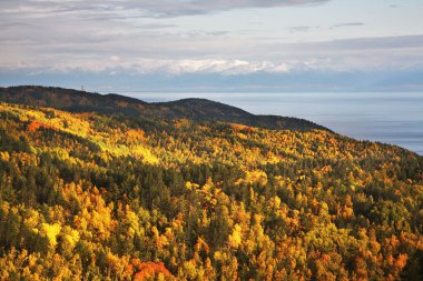 Listvyanka 'daki Baykal Gölü. Irkutsk oblast. Rusça