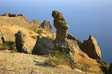 Zencefilli at kayası. Kara Dag Dağı - Koktebel yakınlarında Kara Dag Dağı. Ukrayna