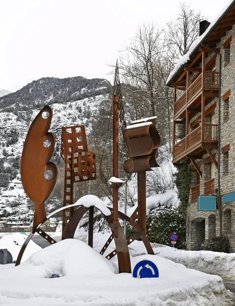 Sculpture Métal Ordino Andorre — Photo