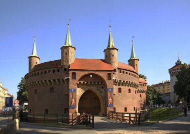 Krakow 'daki Barbican manzarası. Polonya