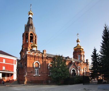 Barnaul 'daki Lenin Bulvarı' ndaki St. Nicholas Ortodoks Kilisesi. Altai Krai. Batı Sibirya. Rusya