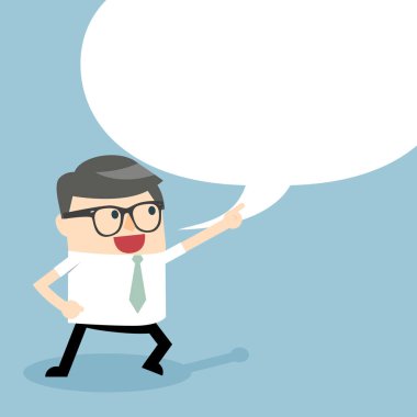 konuşma balonu ile konuşan işadamı