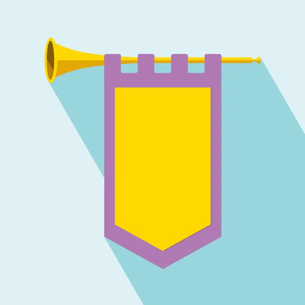 Trompet met vlag, pictogram — Stockvector