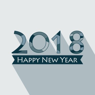 Yaratıcı mutlu yeni yıl 2018 tasarım. EPS 10 vektör çizim tasarım için. Hepsi tek bir katmanda. Vektör çizim. Uzun gölge tasarım. Mutlu yeni yıl 2018 mavi zemin üzerine.
