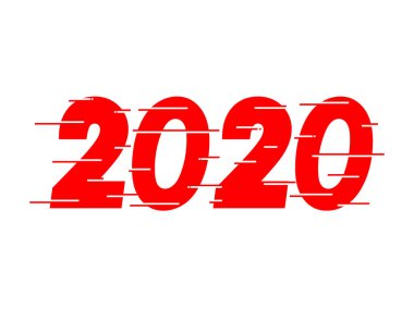 Mutlu yıllar 2020 Kırmızı Metin Tasarımı. Mutlu yıllar 2020 kırmızı metin tasarımı. Dinamik vektör alışılmadık sayısı. Hızlı bir selamlama. Beyaz arka plan. Hız biçimi yazı tipi. vektör illüstrasyonu.