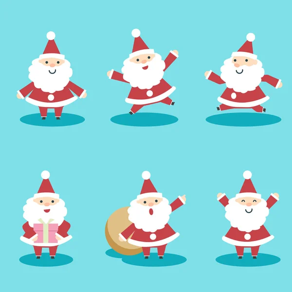 サンタクロースかわいいキャラクターはクリスマスを設定します クリスマスサンタクロースのキャラクター ギフトベクトルセットでかわいいサンタクロース サンタクロースのクリスマスコレクション デザインの要素 — ストックベクタ