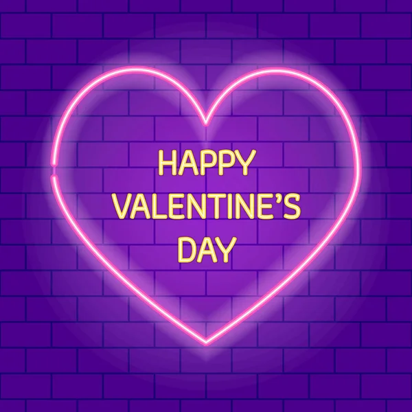 Днем Святого Валентина Неоновый Светящийся Текст Happy Valentine Day Neon — стоковый вектор