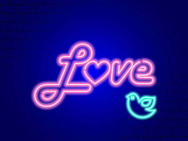 Love Neon Signs Style Text Vector Love Neon Sign Bright — Stock Vector