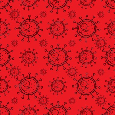 Kırmızı arka plan Covid-19. Corona virüsü veya COVID-19 kırmızı arka plan. Corona virüsü COVID19 dokusu. Corona hastalığı enfeksiyonu konseptini bulma taşıyıcısı.