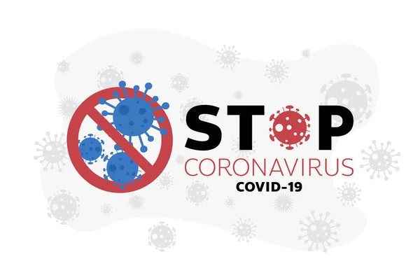 Segnala Attenzione Coronavirus Stop Banner Fermare Coronavirus Con Red Prohibit — Vettoriale Stock