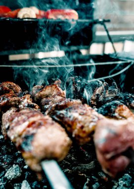 Delicious barbecue on the grill.