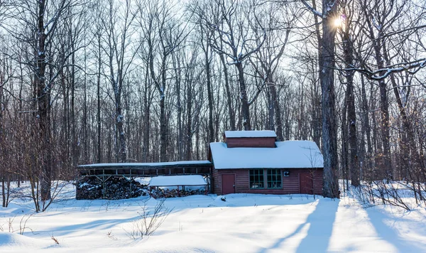 Vue Panoramique Maison Couverte Neige Sur Nature — Photo