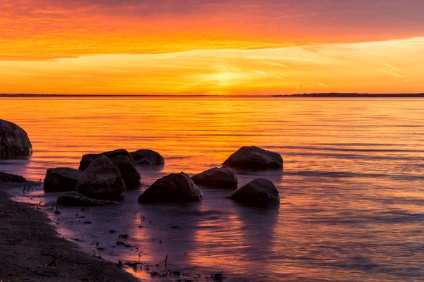 Scenic Shot Beautiful Seashore Sunset Winter — Stock Photo, Image