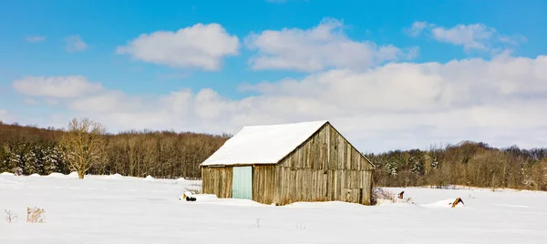 Vue Panoramique Maison Couverte Neige Sur Nature — Photo